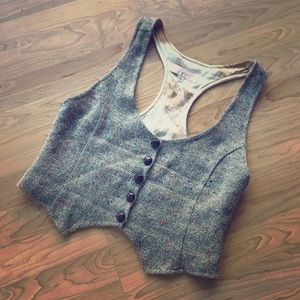 Anthropology tweed vest with beautiful silk lining